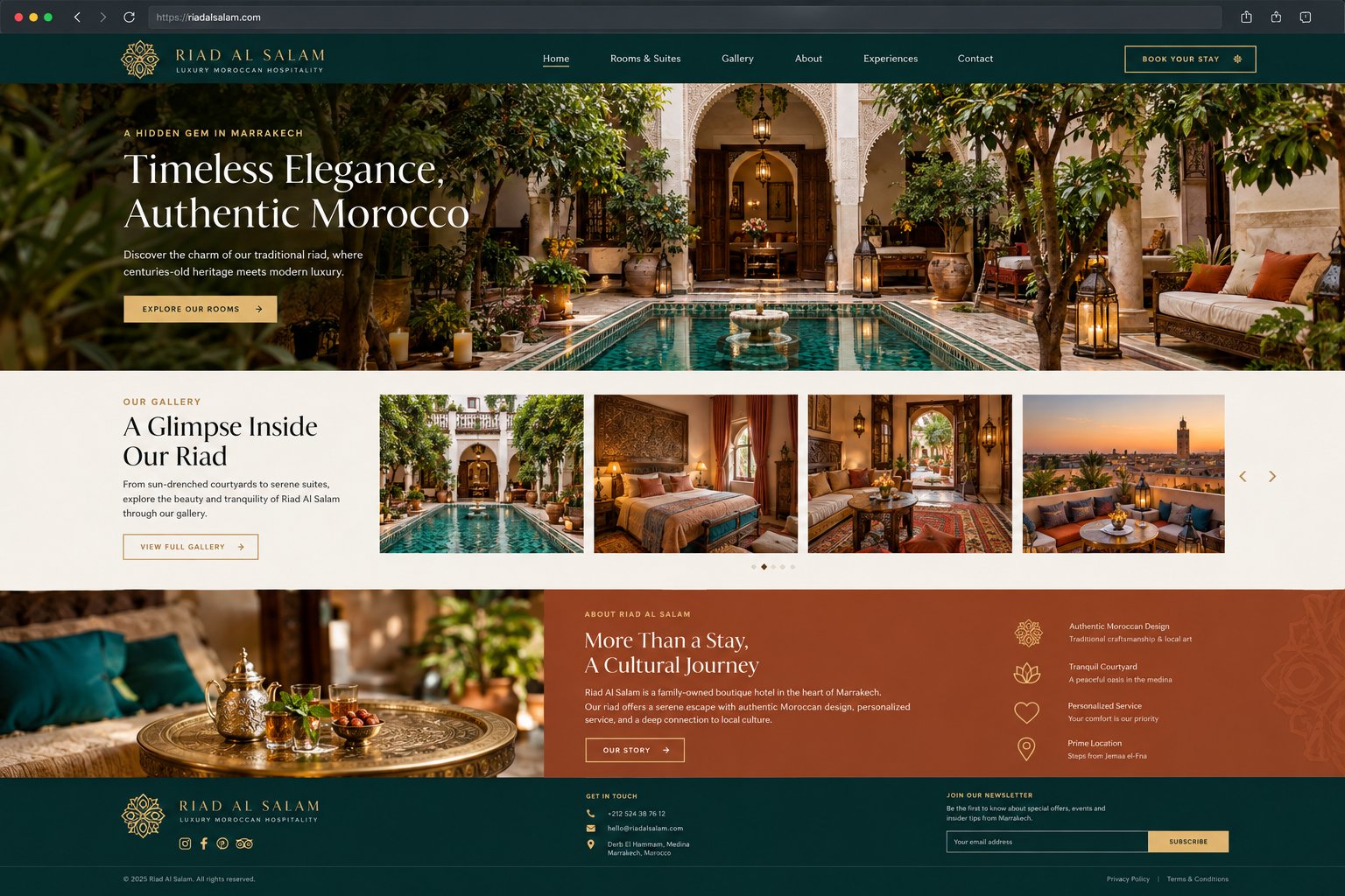 Exemple de site web pour riad - accueil, galerie photos et réservation