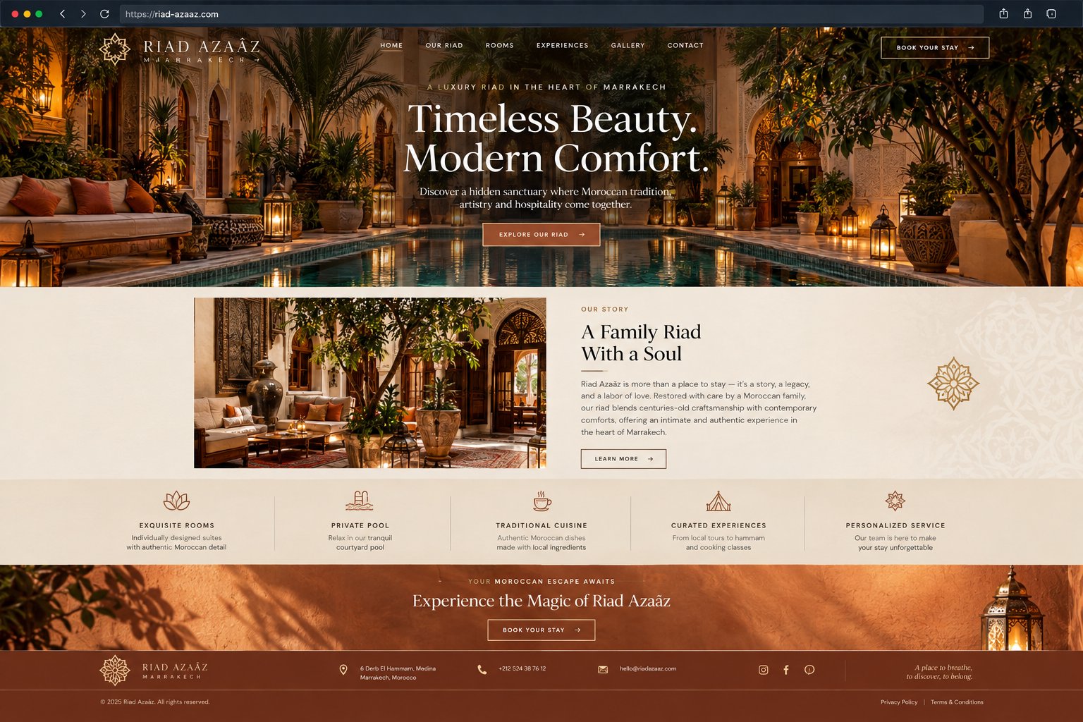 Exemple de site web pour riad - design berbère et galerie photos