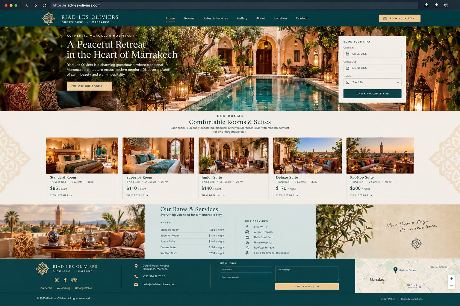 Exemple de site web pour maison d'hôtes - chambres et contact